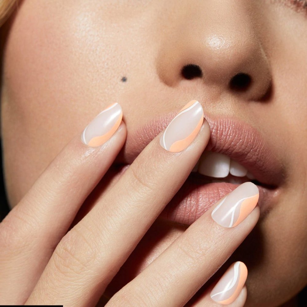 Static Nails Almond Reusable Pop-On Manicure Fake Press On Nail Black White Red
